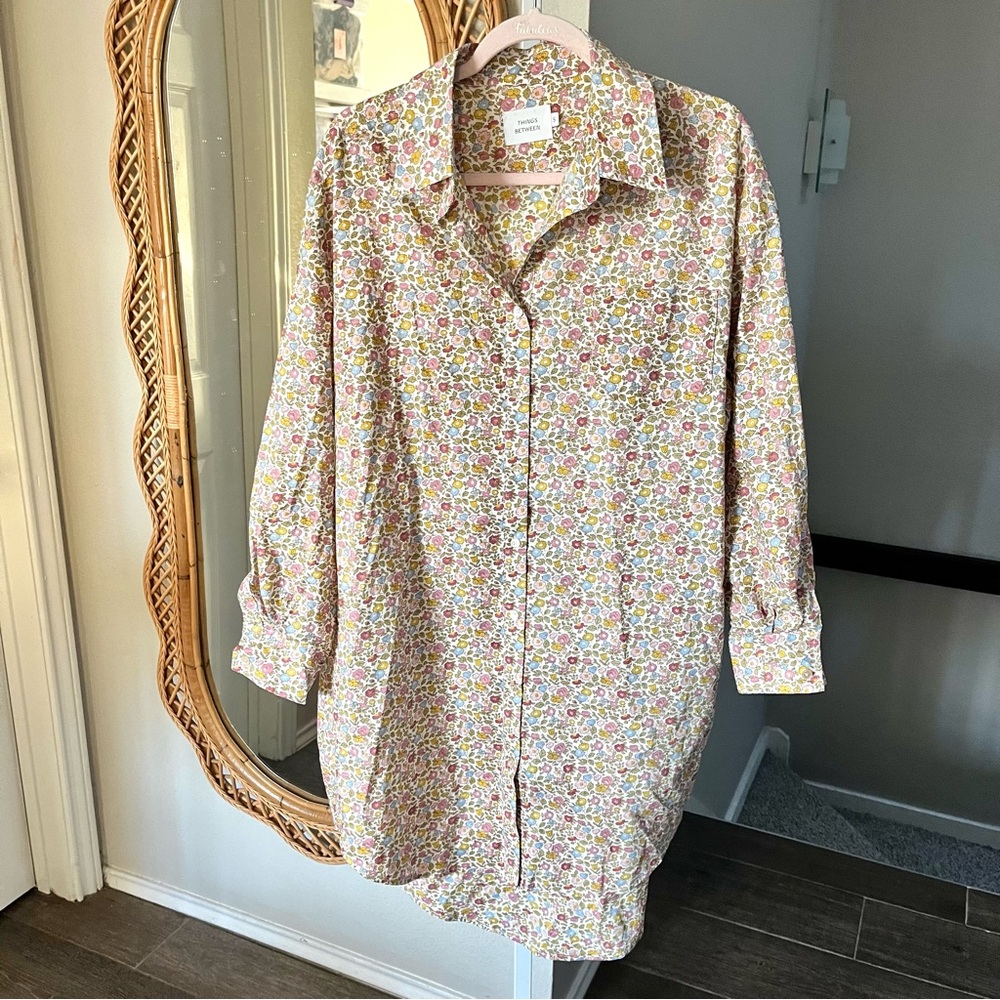 Things Between / Dainty Floral Collared Shirt Dress